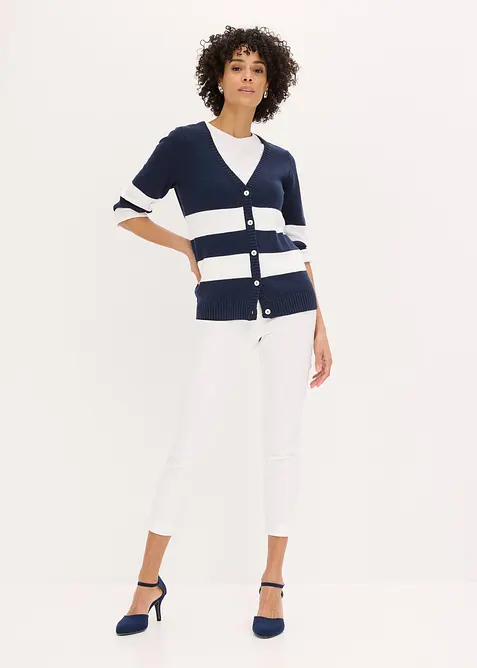 Baumwollstrickjacke mit Streifen, bonprix