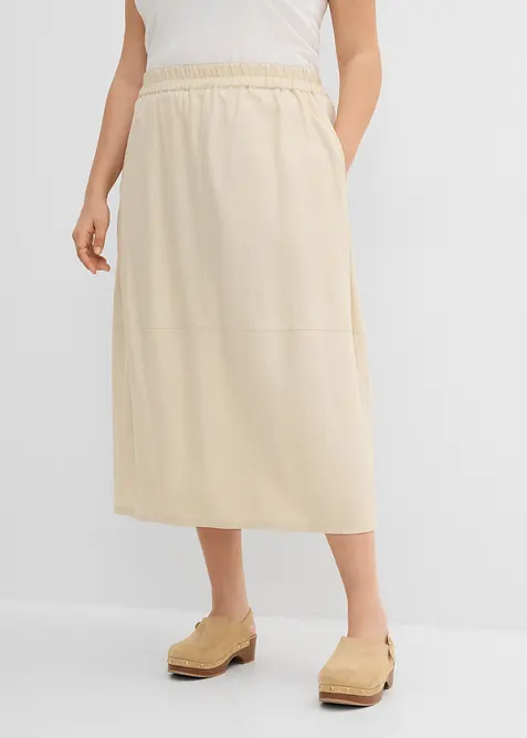 Midirock aus leichtem Leinen-Mix, bonprix