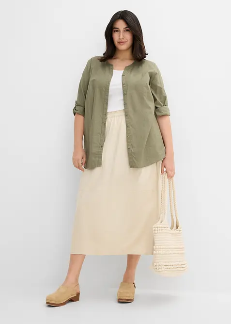 Midirock aus leichtem Leinen-Mix, bonprix