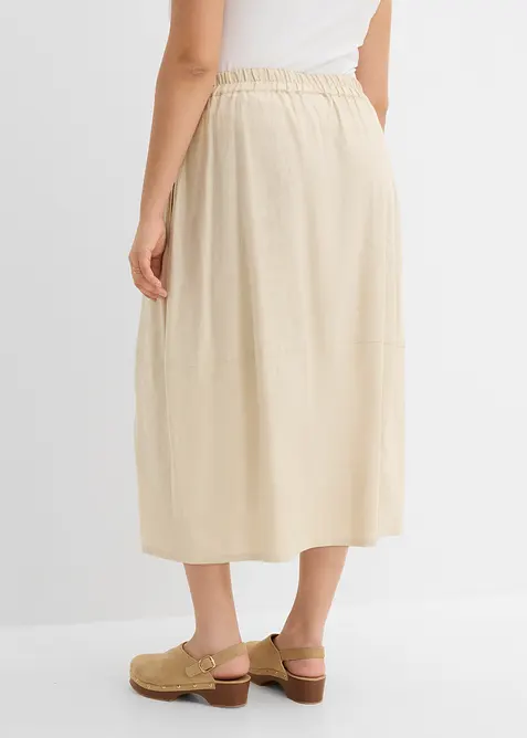 Midirock aus leichtem Leinen-Mix, bonprix