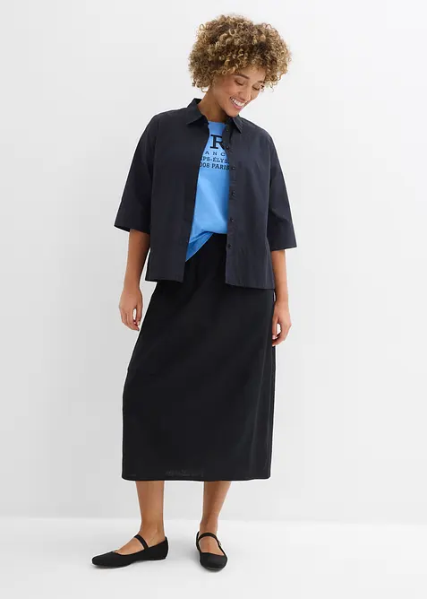 Midirock aus leichtem Leinen-Mix, bonprix