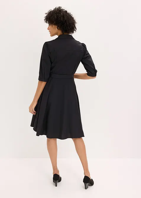 Robe-chemise avec dentelle et lien &agrave; nouer, bonprix