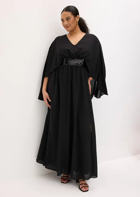 Robe de soir&eacute;e en mousseline avec empi&egrave;cement &agrave; sequins, bonprix