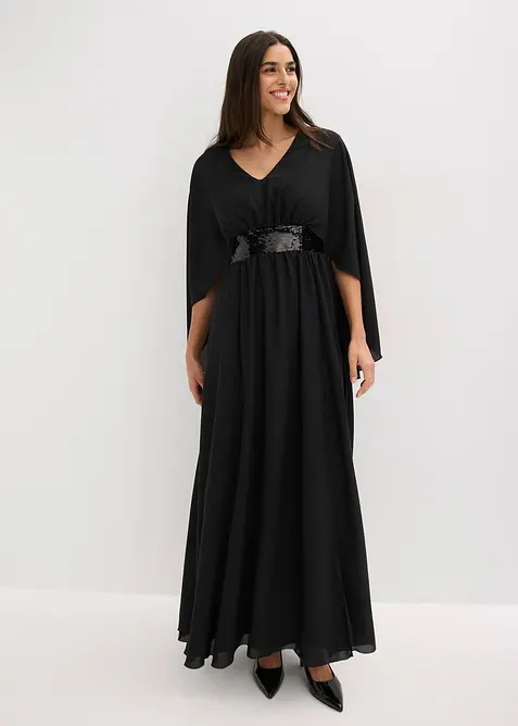 Abendkleid aus feinem Chiffon mit Pailletten-Einsatz, bonprix