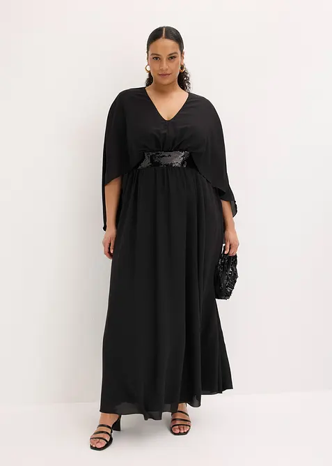 Robe de soir&eacute;e en mousseline avec empi&egrave;cement &agrave; sequins, bonprix