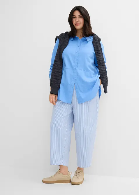 Chemisier oversize en lin m&eacute;lang&eacute;, bonprix