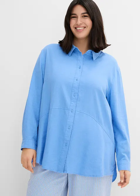 Chemisier oversize en lin m&eacute;lang&eacute;, bonprix