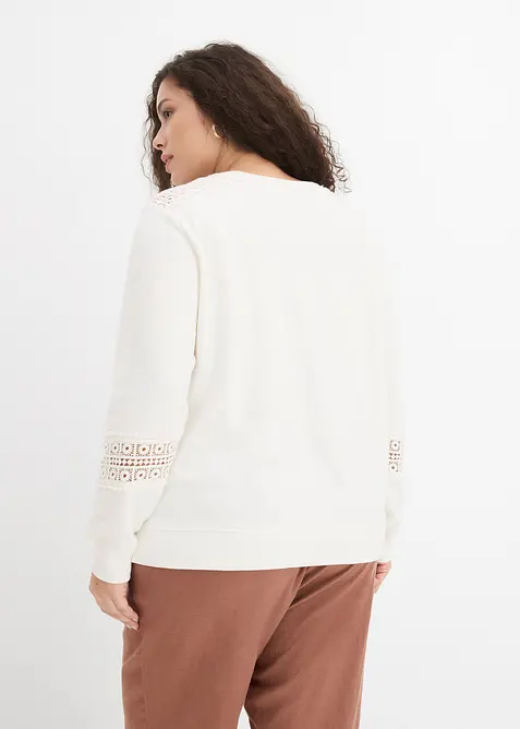 Sweat avec d&eacute;tails crochet, bonprix