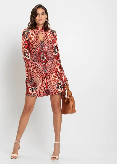 Jerseykleid mit Stehkragen und Volant-&Auml;rmel, bonprix