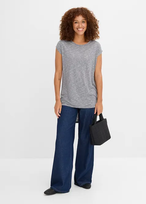 T-shirt long en viscose m&eacute;lang&eacute;e, bonprix