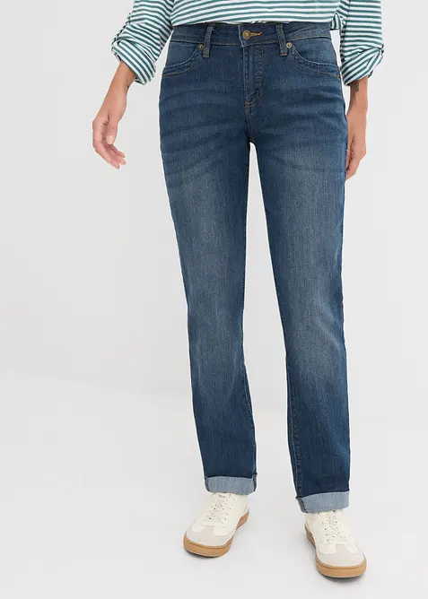 Jean droit taille mi-haute, extensible, bonprix