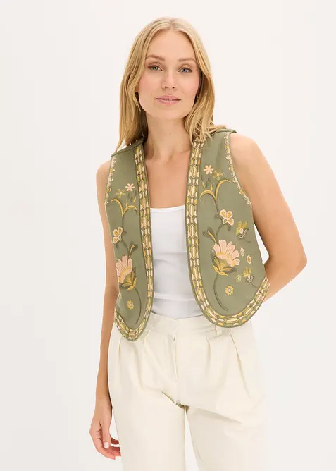 Gilet sans manches brod&eacute;, bonprix
