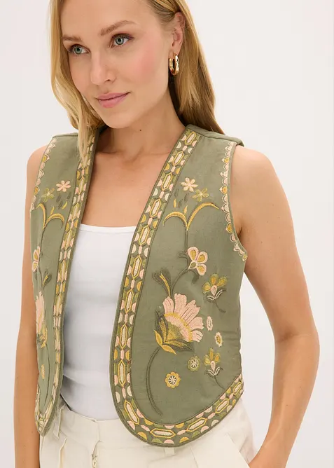 Gilet sans manches brod&eacute;, bonprix