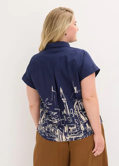 Chemisier manches courtes oversize en popeline de coton, bonprix