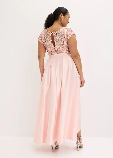 Robe de soir&eacute;e en satin brillant et sequins, bonprix