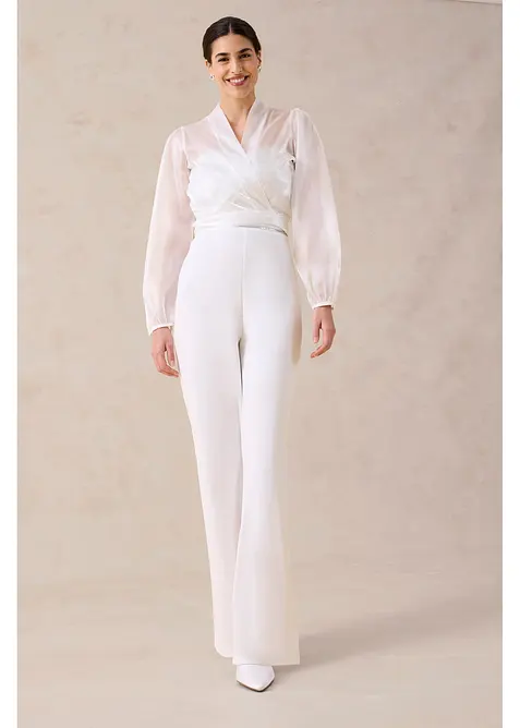 Overall aus strukturiertem Crepe mit Perlenstickerei, bonprix