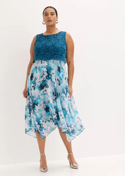 Chiffonkleid mit feiner Spitze, bonprix