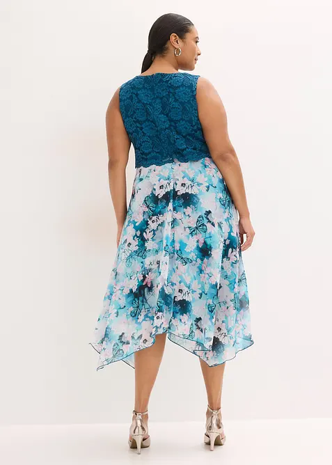 Chiffonkleid mit feiner Spitze, bonprix