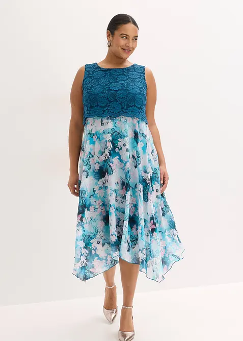 Chiffonkleid mit feiner Spitze, bonprix