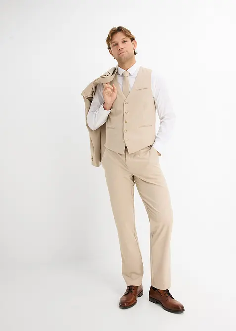 Costume 4 pi&egrave;ces avec gilet sans manches et cravate, regular, bonprix