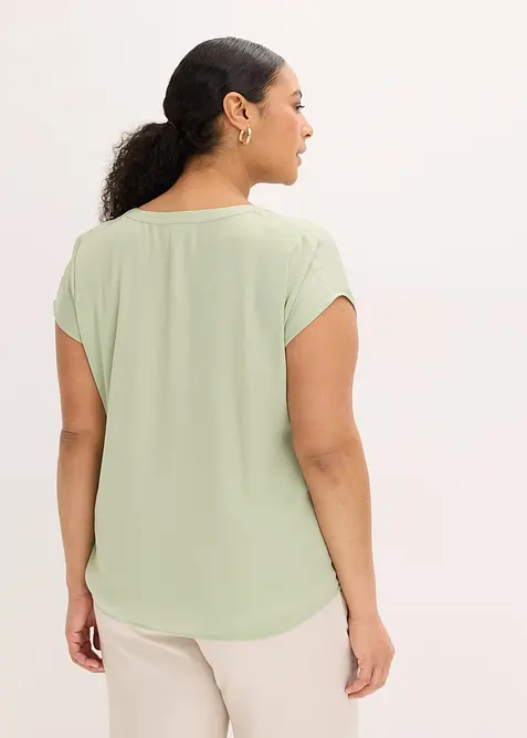 Blouse manches courtes ample en satin avec &eacute;paules descendues, bonprix