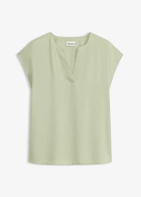 Blouse manches courtes ample en satin avec &eacute;paules descendues, bonprix
