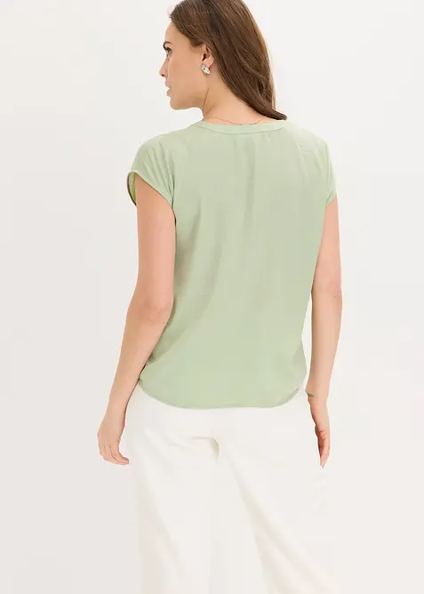 Blouse manches courtes ample en satin avec &eacute;paules descendues, bonprix