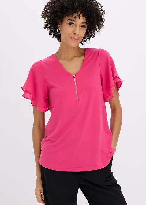 Shirt mit Chiffon&auml;rmeln, bonprix