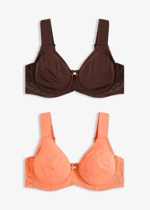 Lot de 2 soutiens-gorge coton moul&eacute;s &agrave; armatures, bonprix
