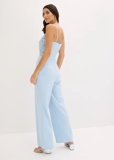 Overall aus strukturiertem Crepe mit Perlenstickerei, bonprix