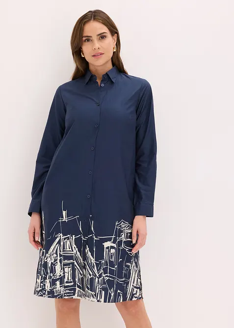 Hemdblusenkleid aus Baumwoll- Popeline, bonprix