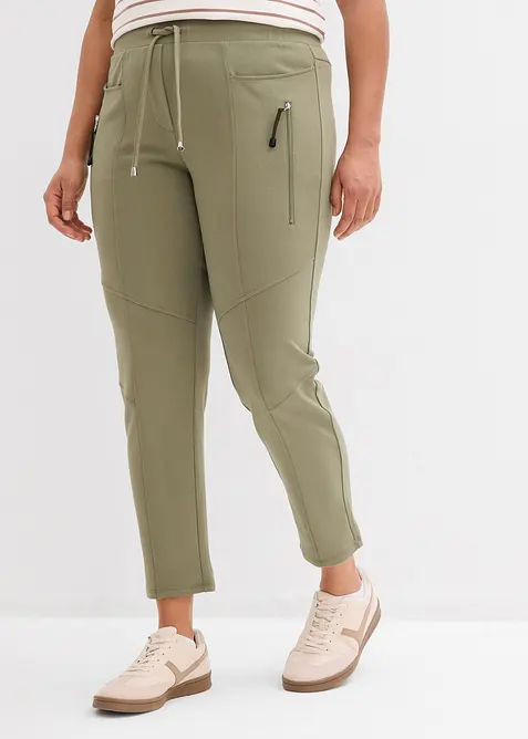 Pantalon &agrave; taille &eacute;lastiqu&eacute;e en Punto di Roma confortable, bonprix