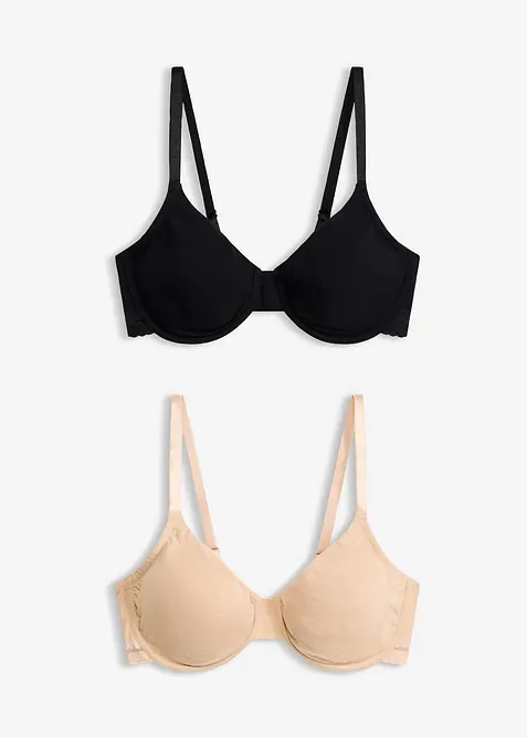 Unwattierter T-Shirt BH mit B&uuml;gel mit Bio-Baumwolle (2er Pack), bonprix
