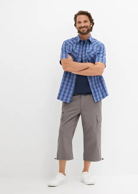 Pantalon 3/4 100% coton, taille &eacute;lastiqu&eacute;e et poches cargo, bonprix