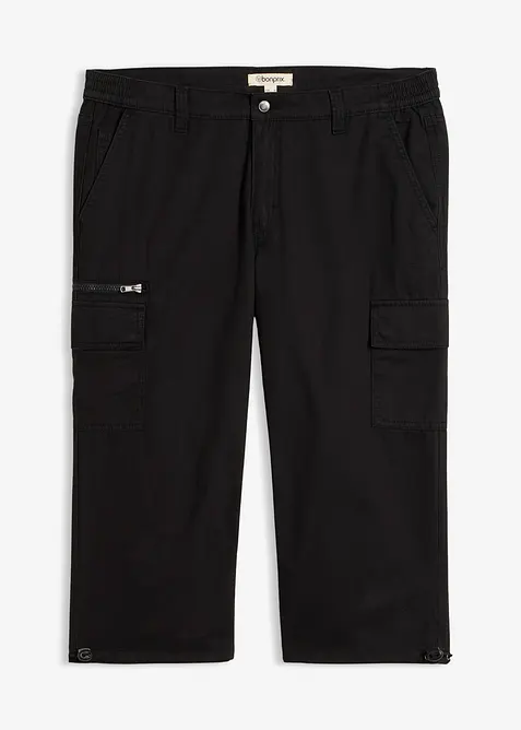 3/4 Cargohose mit Dehnbund aus reiner Baumwolle, bonprix