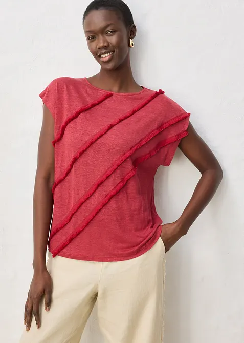 Shirt aus reinem Leinen mit Applikation, bonprix