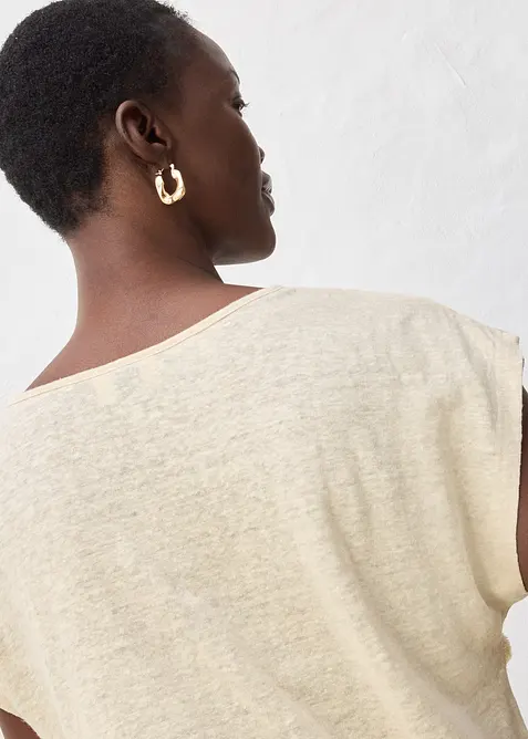 Shirt aus reinem Leinen mit Applikation, bonprix