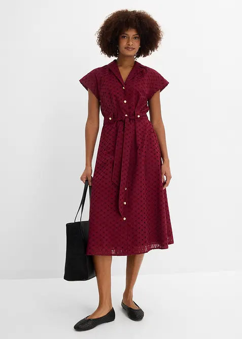 Hemdblusenkleid aus Lochspitze, bonprix