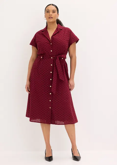 Hemdblusenkleid aus Lochspitze, bonprix