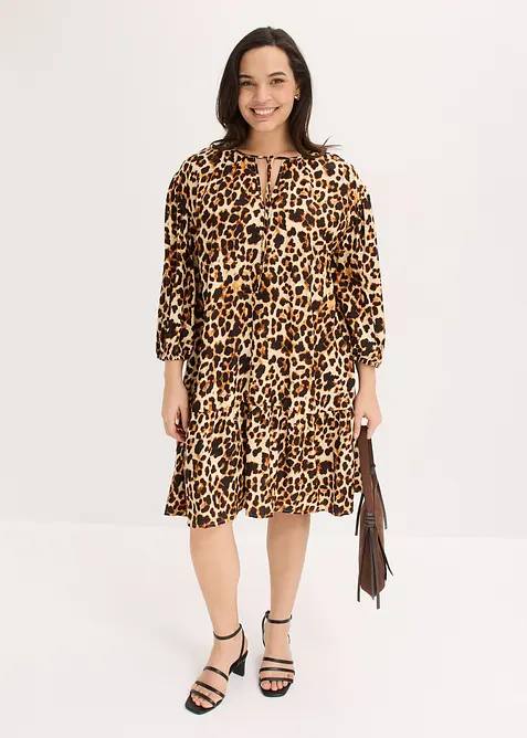 Robe-tunique imprim&eacute;e en cr&ecirc;pe textur&eacute;, bonprix