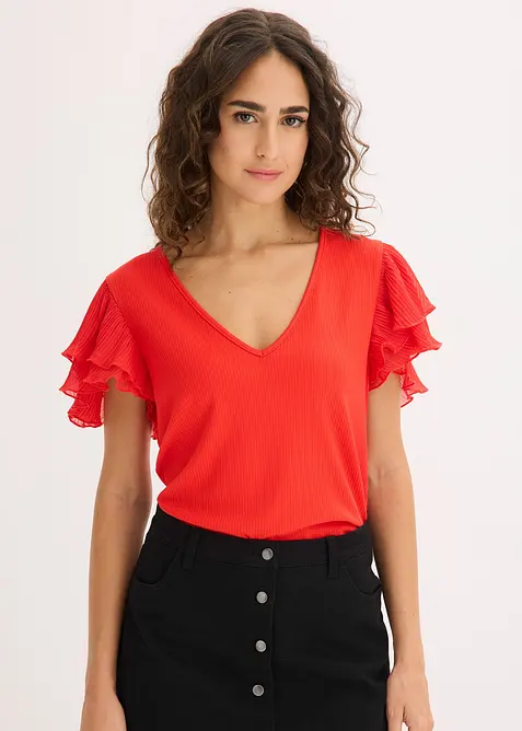 Shirt mit Volants, bonprix