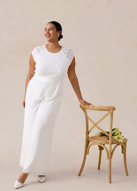 Overall aus feinem Chiffon mit Spitze, bonprix