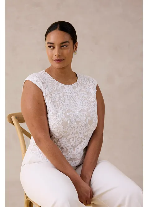 Top &agrave; dentelle brod&eacute; de sequins, bonprix