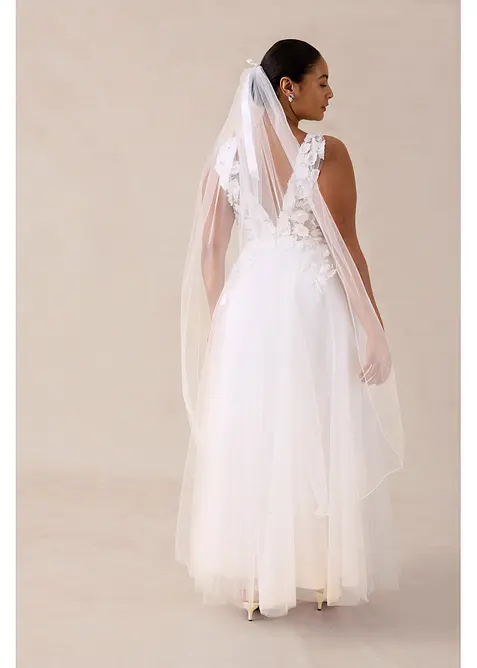 Maxikleid aus zartem T&uuml;ll mit Blumen-Applikation, bonprix