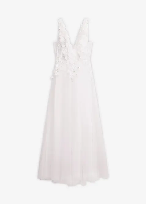 Maxikleid aus zartem T&uuml;ll mit Blumen-Applikation, bonprix