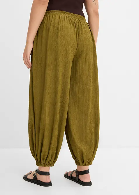 Pantalon sarouel en cr&ecirc;pe textur&eacute;, bonprix