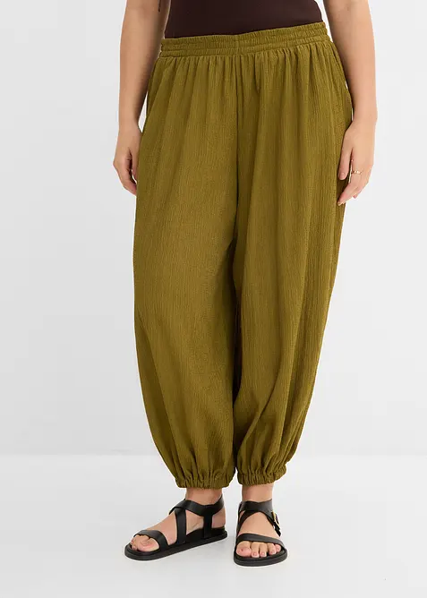 Pantalon sarouel en cr&ecirc;pe textur&eacute;, bonprix