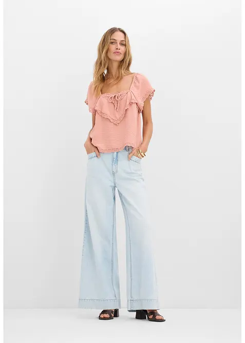 Blusentop aus leichtem Cr&ecirc;pe, bonprix