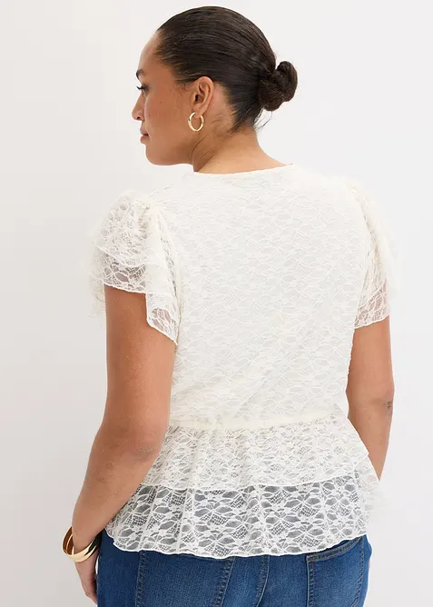 T-shirt court en dentelle, bonprix