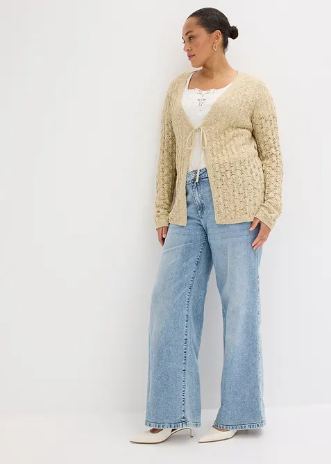 Gilet en maille ajour&eacute;e 100% coton, bonprix